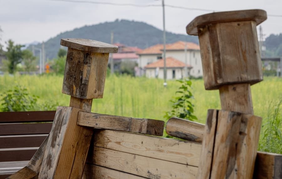 Wooden benches